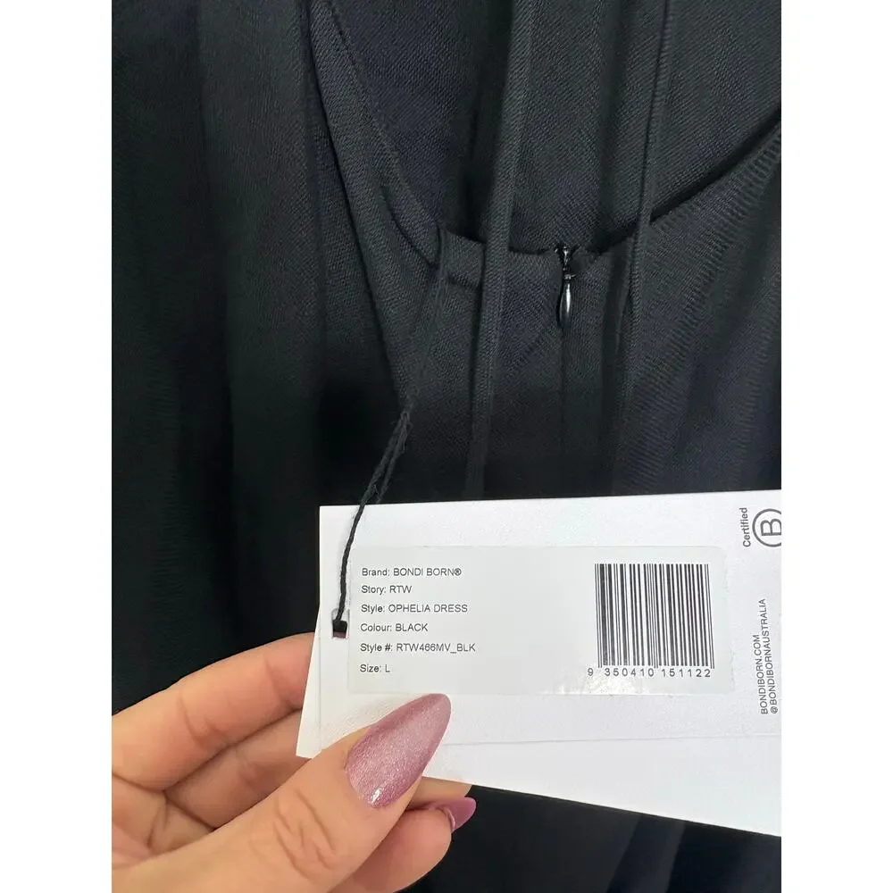 NWT BONDI Born Ophelia Maxi Dress Size Large Black Open Back Aline - Picture 6 of 12